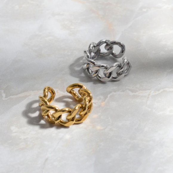 Silver chunky chain ring - Picture 5 of 6